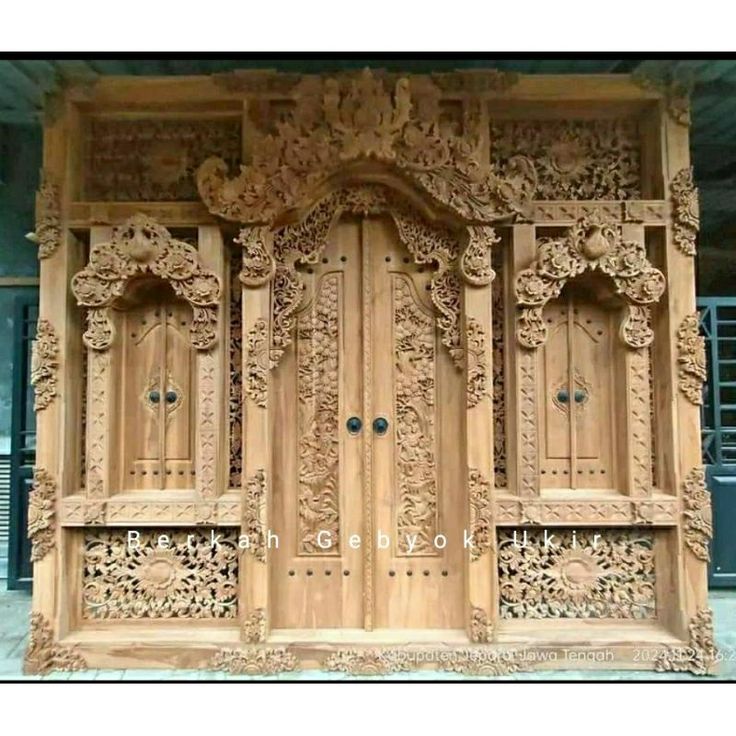 Pintu gebyok style bali kayu jati ukir Jepara_motif pintu relif ramayana Gebyok Bali Dewata - Image 1