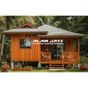 Rumah Glamping Kayu Jati Minimalis