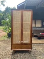 Lemari Kayu Jati Rotan Minimalis