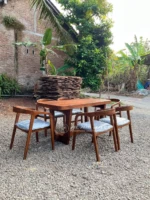 Set Meja Makan Cafe Minimalis Kayu Jati