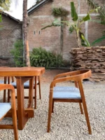 Set Meja Makan Cafe Minimalis Kayu Jati