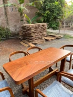 Set Meja Makan Cafe Minimalis Kayu Jati