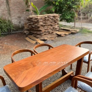 Set Meja Makan Cafe Minimalis Kayu Jati