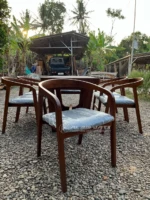 Set Meja Makan Cafe Minimalis Kayu Jati
